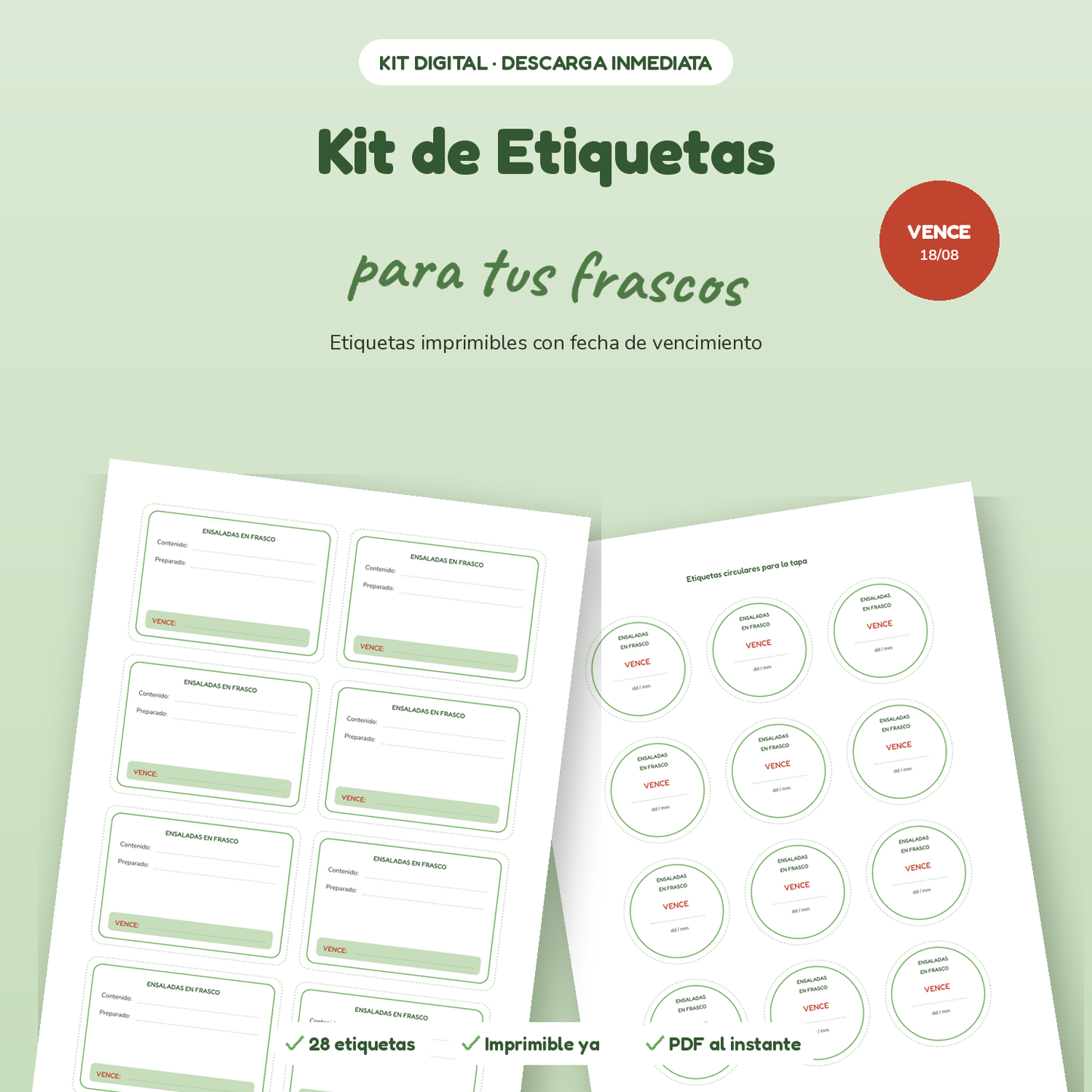 🏷️ KIT DE ETIQUETAS PARA ENSALADAS EN FRASCO
